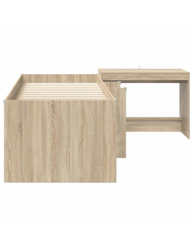 Letto alto per bambini con scrivania 2 pz Rovere Sonoma