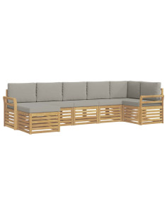 Set di divani da esterno 7 pcs Bianco e Grigio Chiaro 2