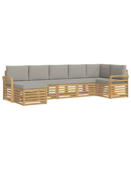 Set di divani da esterno 7 pcs Bianco e Grigio Chiaro