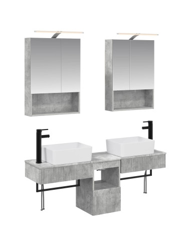 Set di Armadi da Bagno 5 pcs Grigio Cemento 50 x 14,5 x 70 cm