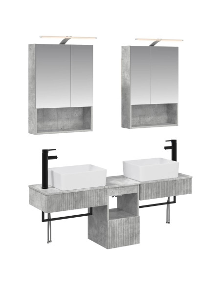 Set di Armadi da Bagno 5 pcs Grigio Cemento 50 x 14,5 x 70 cm