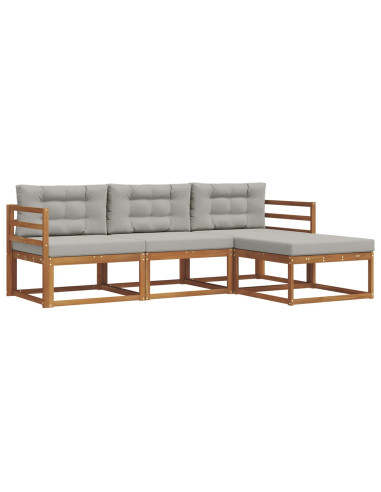 Set di divani da esterno 4 pcs Grigio Naturale e Chiaro