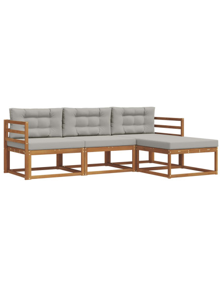 Set di divani da esterno 4 pcs Grigio Naturale e Chiaro