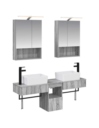 Set di Armadi da Bagno 5 pcs Sonoma grigio 50 x 14,5 x 70 cm