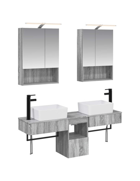 Set di Armadi da Bagno 5 pcs Sonoma grigio 50 x 14,5 x 70 cm