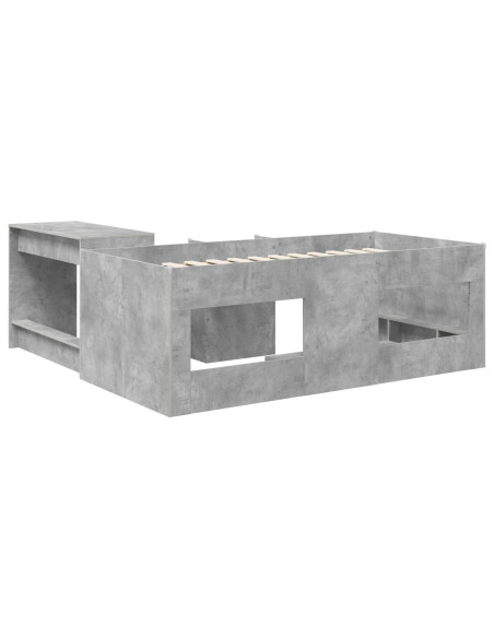 Letto alto per bambini con scrivania 2 pz Grigio Cemento