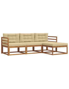 Set di divani da esterno con cuscino 4 pcs Naturale e Beige 2