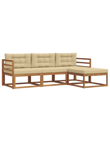 Set di divani da esterno con cuscino 4 pcs Naturale e Beige