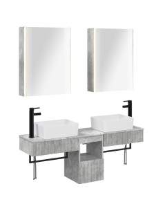 Set di Armadi da Bagno 5 pcs Grigio Cemento 53 x 15,5 x 70 cm