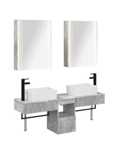 Set di Armadi da Bagno 5 pcs Grigio Cemento 53 x 15,5 x 70 cm