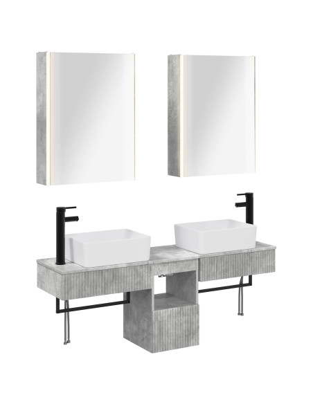 Set di Armadi da Bagno 5 pcs Grigio Cemento 53 x 15,5 x 70 cm