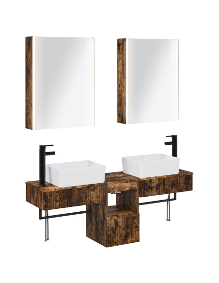 Set di Armadi da Bagno 5 pcs Rovere Fumo 53 x 15,5 x 70 cm