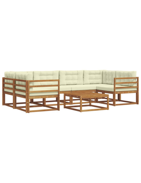 Set di divani da esterno con cuscino 7 pcs Naturale e Crema