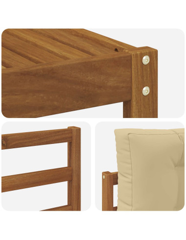 Set di divani da esterno con cuscino 4 pcs Naturale e Beige