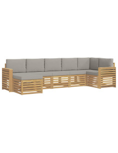 Set di divani da esterno 7 pcs Bianco e Grigio Chiaro 2