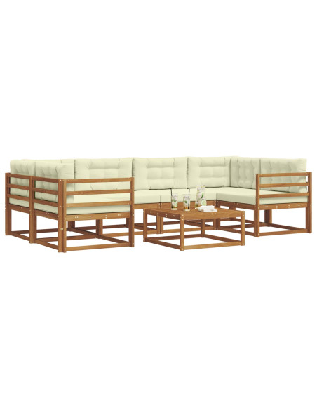 Set di divani da esterno con cuscino 7 pcs Naturale e Crema