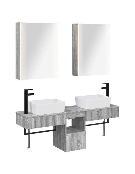 Set di Armadi da Bagno 5 pcs Sonoma grigio 53 x 15,5 x 70 cm