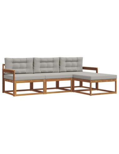 Set di divani da esterno 4 pcs Grigio Naturale e Chiaro