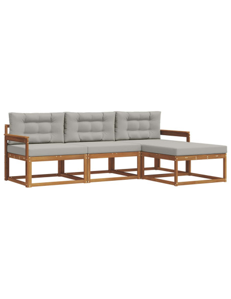 Set di divani da esterno 4 pcs Grigio Naturale e Chiaro