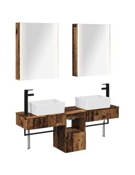 Set di Armadi da Bagno 5 pcs Legno antico 53 x 15,5 x 70 cm