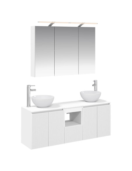 Set di Armadi da Bagno 4 pcs Bianco 100 x 14,5 x 70 cm