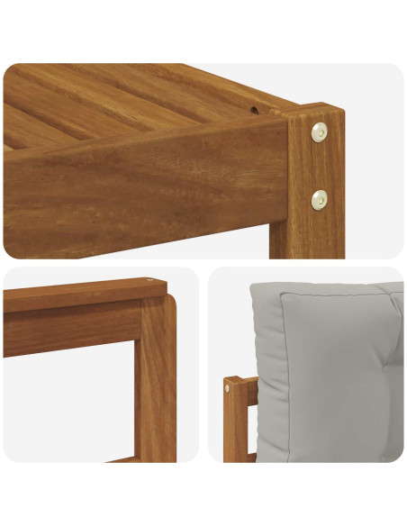 Set di divani da esterno 4 pcs Grigio Naturale e Chiaro