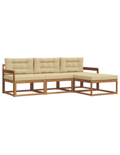 Set di divani da esterno con cuscino 4 pcs Naturale e Beige 2