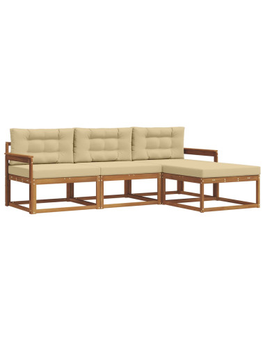 Set di divani da esterno con cuscino 4 pcs Naturale e Beige