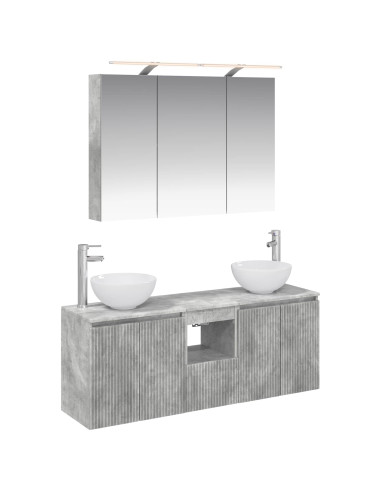 Set di Armadi da Bagno 4 pcs Grigio Cemento 100 x 14,5 x 70 cm