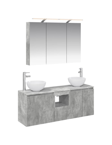 Set di Armadi da Bagno 4 pcs Grigio Cemento 100 x 14,5 x 70 cm