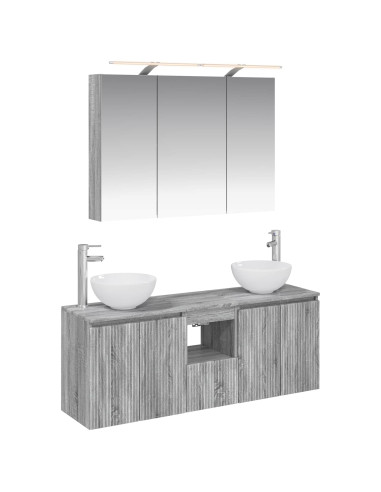 Set di Armadi da Bagno 4 pcs Sonoma grigio 100 x 14,5 x 70 cm