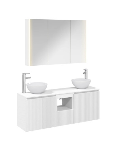Set di Armadi da Bagno 4 pcs Bianco 103,5 x 15,5 x 70 cm