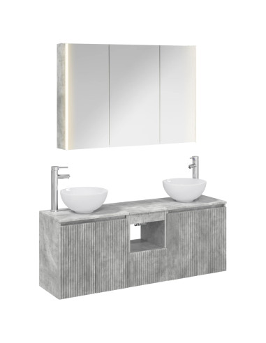Set di Armadi da Bagno 4 pcs Grigio Cemento