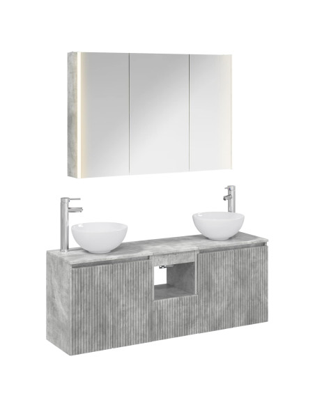Set di Armadi da Bagno 4 pcs Grigio Cemento