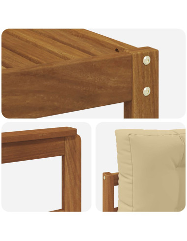 Set di divani da esterno con cuscino 4 pcs Naturale e Beige