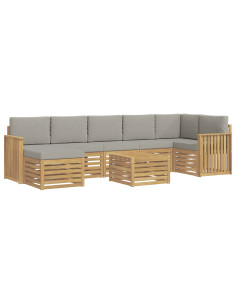 Set di divani da esterno 8 pcs Bianco e Grigio Chiaro 2