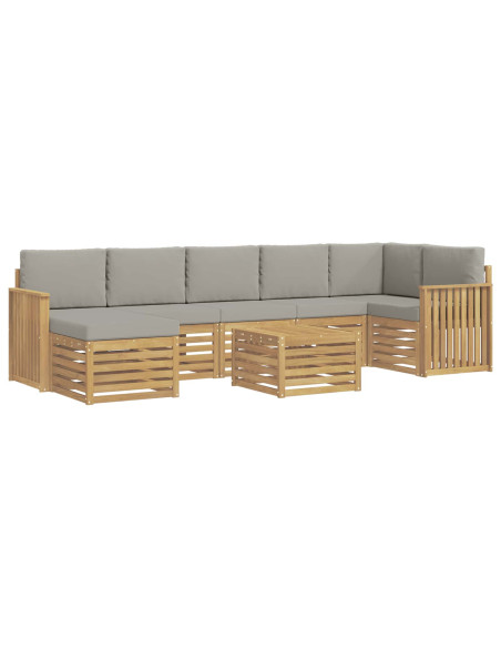 Set di divani da esterno 8 pcs Bianco e Grigio Chiaro