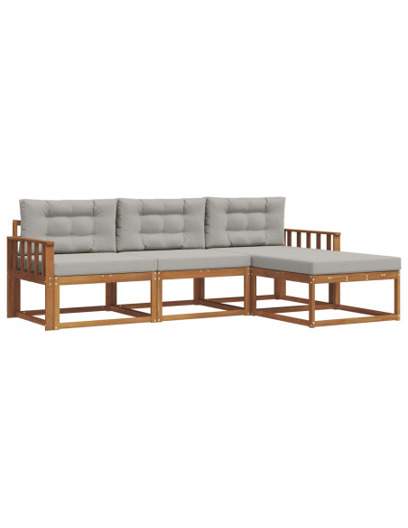 Set di divani da esterno 4 pcs Grigio Naturale e Chiaro