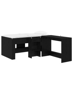 Letto alto per bambini con scrivania 2 pz Rovere Nero 2