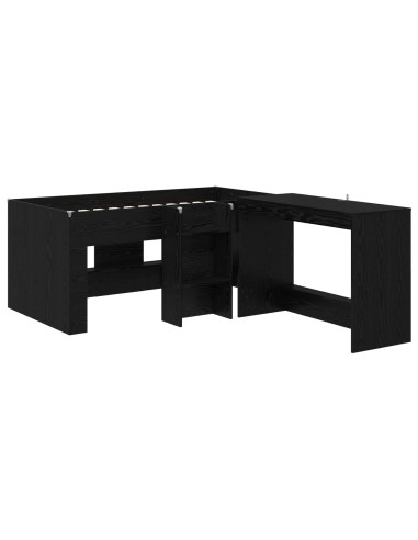 Letto alto per bambini con scrivania 2 pz Rovere Nero