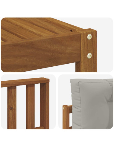 Set di divani da esterno 4 pcs Grigio Naturale e Chiaro