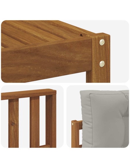 Set di divani da esterno 4 pcs Grigio Naturale e Chiaro