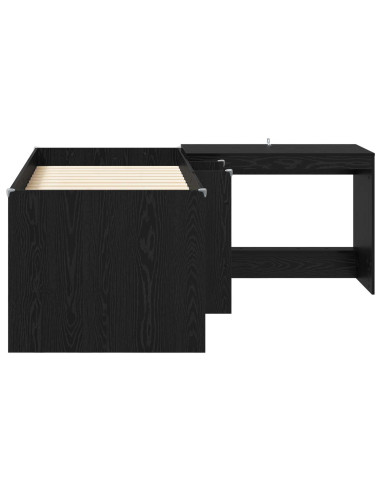 Letto alto per bambini con scrivania 2 pz Rovere Nero