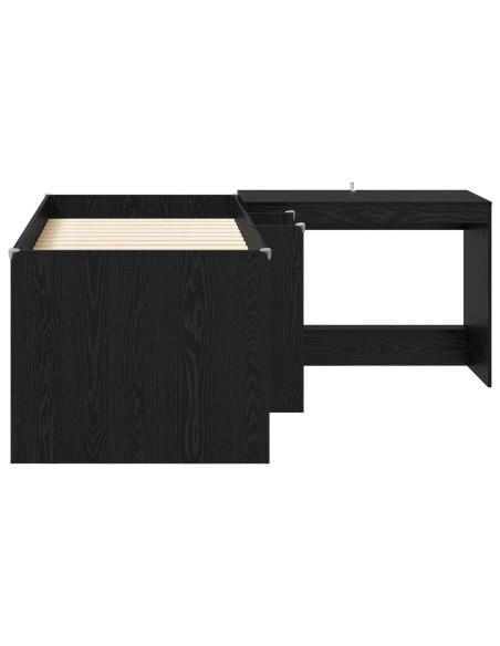 Letto alto per bambini con scrivania 2 pz Rovere Nero