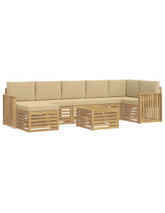 Set di divani da esterno 8 pcs Bianco e Beige 59 x 59 x 37 cm 2