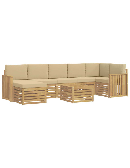 Set di divani da esterno 8 pcs Bianco e Beige 59 x 59 x 37 cm