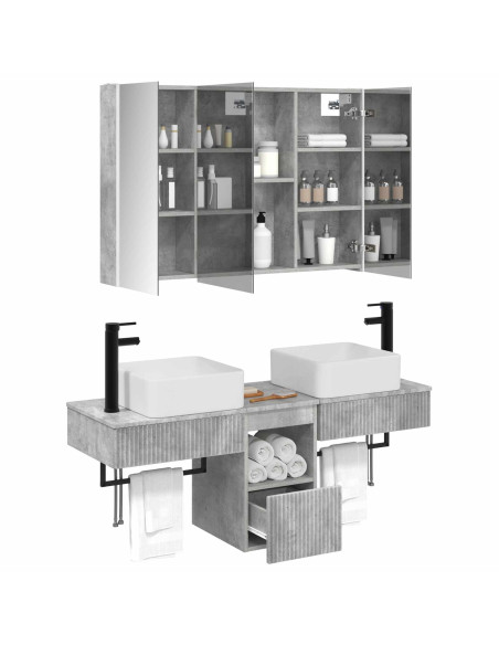 Set di Armadi da Bagno 4 pcs Grigio Cemento