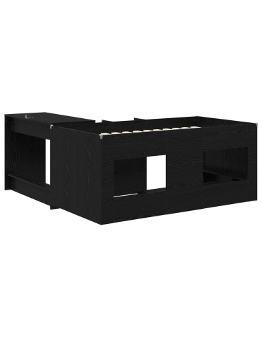 Letto alto per bambini con scrivania 2 pz Rovere Nero