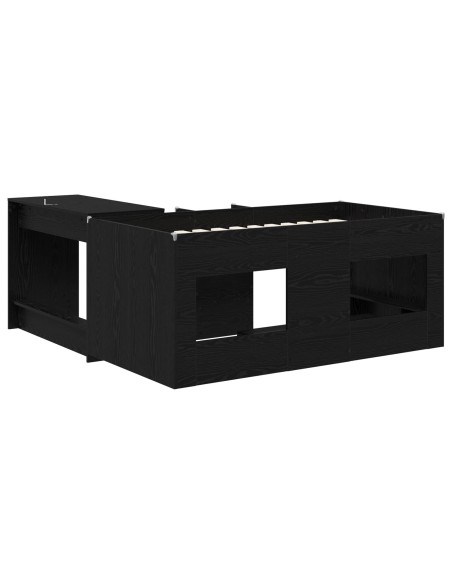 Letto alto per bambini con scrivania 2 pz Rovere Nero