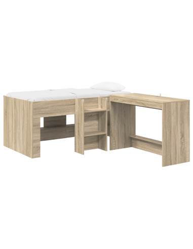 Letto alto per bambini con scrivania 2 pz Rovere Sonoma